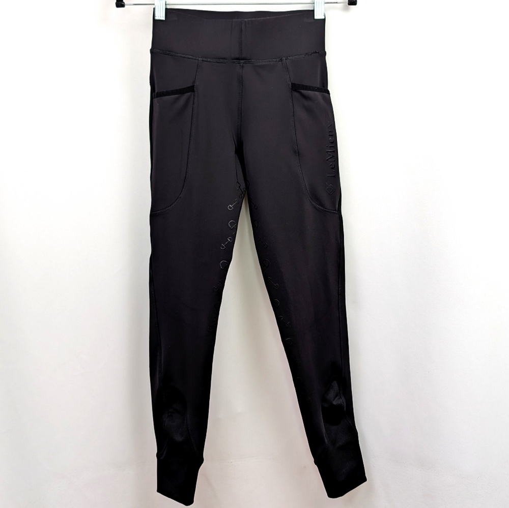 LeMieux Riding Breeches Full Seat Gripping Pull On Equestrian Black UK 8/US 2-4